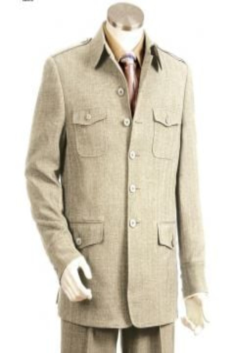Canto Men's Wool Feel Military Suit - 6 Button, 2-Piece - 38 Short Jacket+32 Waist Adjustable 28to34)(Height: 5 4 to5 7 )(Neck  15-16.5)S-M)