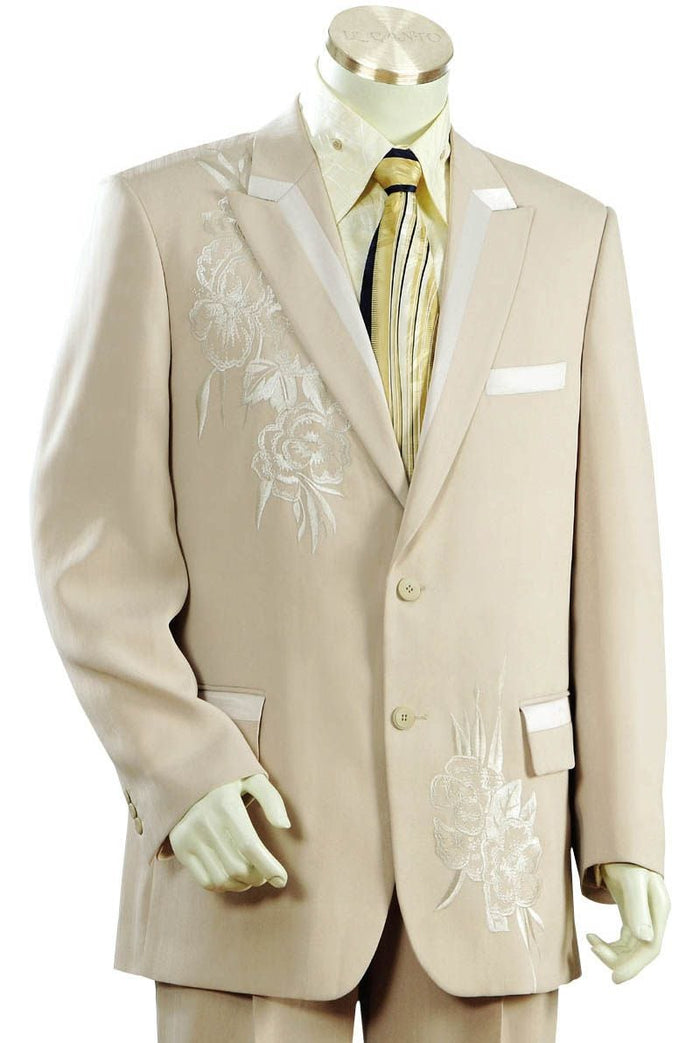 Slim Fit Flat Front Pants Canto Men's Embroidered 2-Piece Fashion Suit: Jacket & Slim Fit Pants