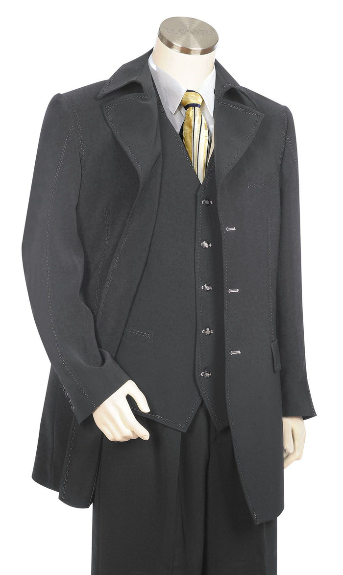 Canto Mens 3 Piece Microfiber Urban Zoot Suit Pic Stitching Formal Wear