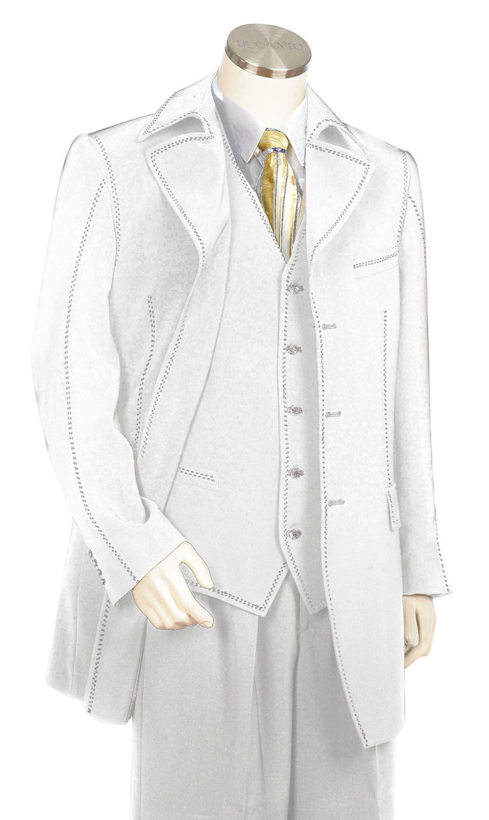 Canto Mens 3 Piece Microfiber Urban Zoot Suit Pic Stitching Formal Wear