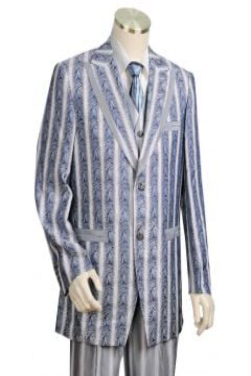 Canto Men's Wool Feel 3-Piece Printed Suit - Fashion Jacket - 38 Short Jacket+32 Waist Adjustable 28to34)(Height: 5 4 to5 7 )(Neck  15-16.5)S-M)