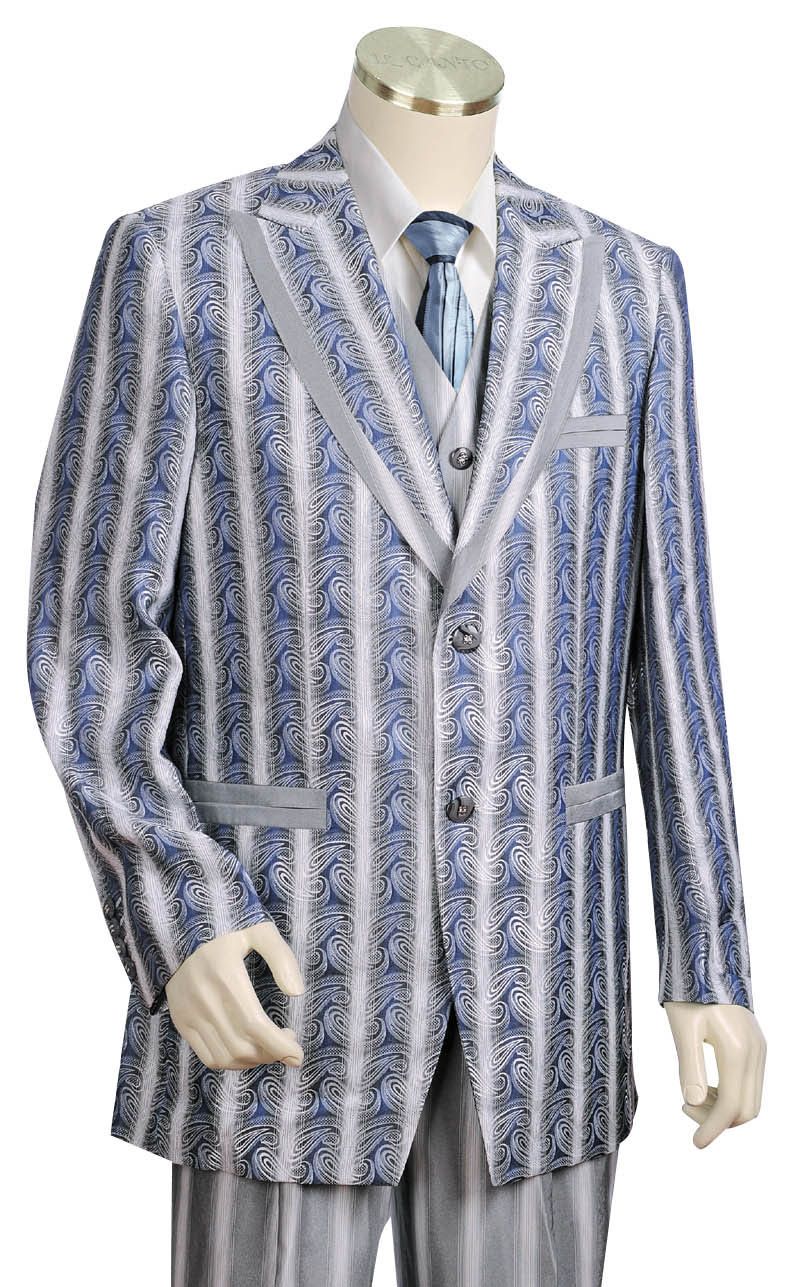 Canto Men's Wool Feel 3-Piece Printed Suit - Fashion Jacket