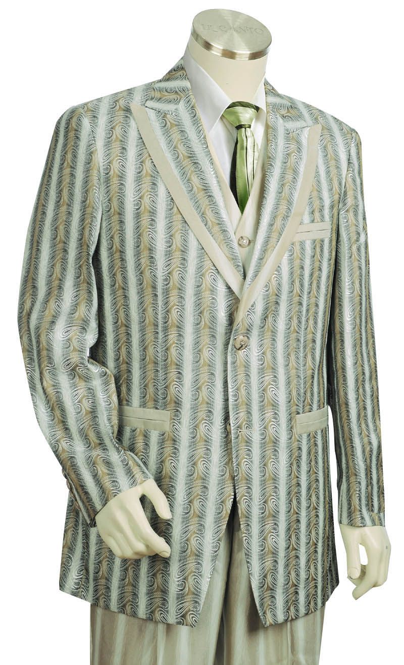 Canto Men's Wool Feel 3-Piece Printed Suit - Fashion Jacket