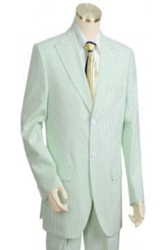 Canto Men's Seersucker 2 Piece Suit - 100% Cotton, Peak Lapel