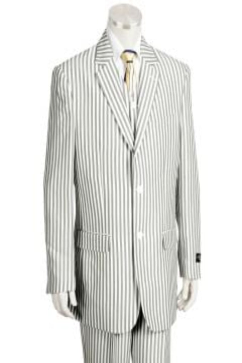 Canto Men's Seersucker 3-Piece Suit Notch Lapel Poly Rayon Blend - 38 Short Jacket+32 Waist Adjustable 28to34)(Height: 5 4 to5 7 )(Neck  15-16.5)S-M)