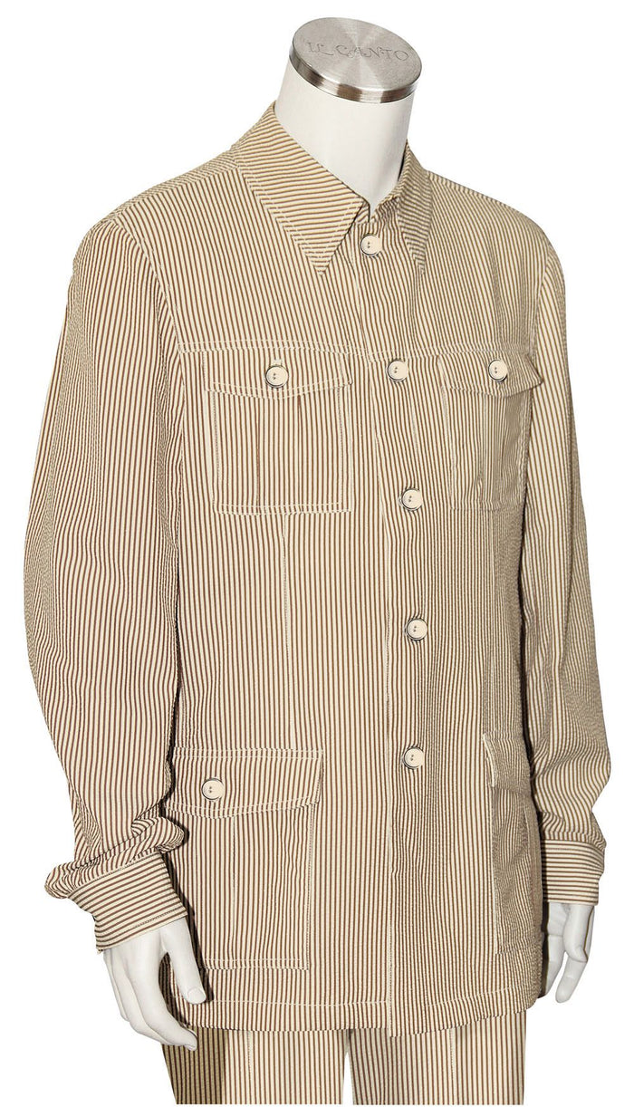 Canto Men's 2 Piece Urban Stripe Long Sleeve Walking Suit