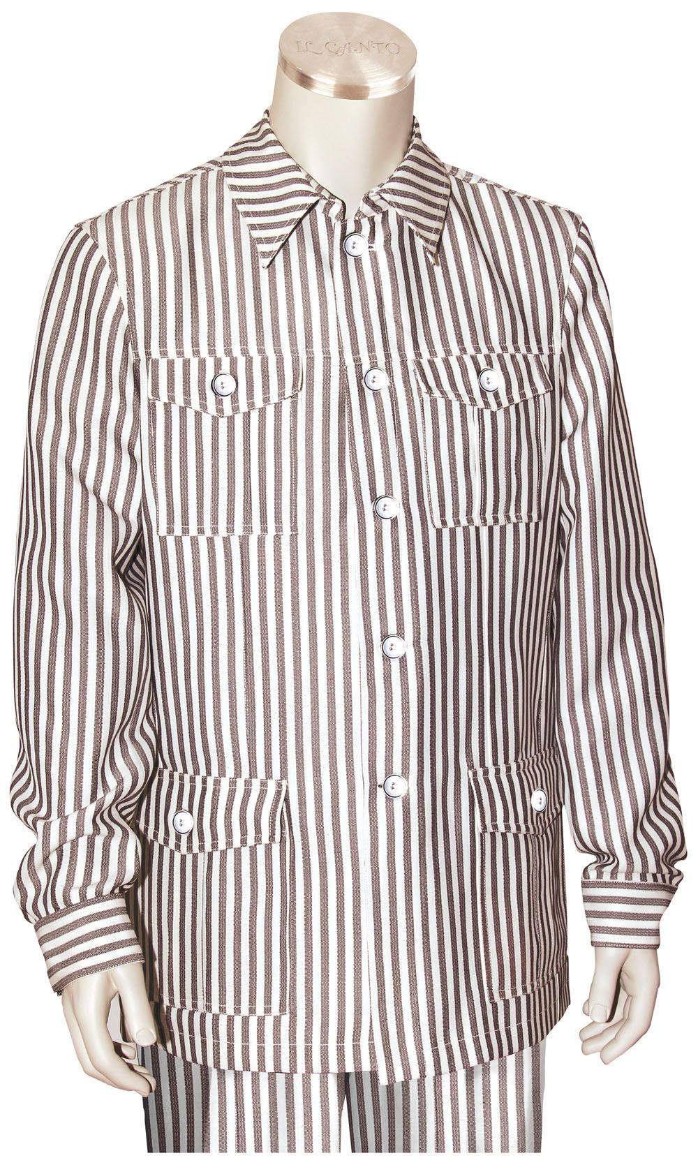 Canto Men's 2-Piece Long-Sleeve Walking Suit, Wide Stripe - 38 Short Jacket+32 Waist Adjustable 28to34)(Height: 5 4 to5 7 )(Neck  15-16.5)S-M)