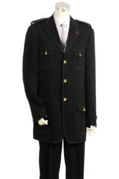Canto Men's 2 Piece Military Fashion Suit with Shoulder Epaulettes