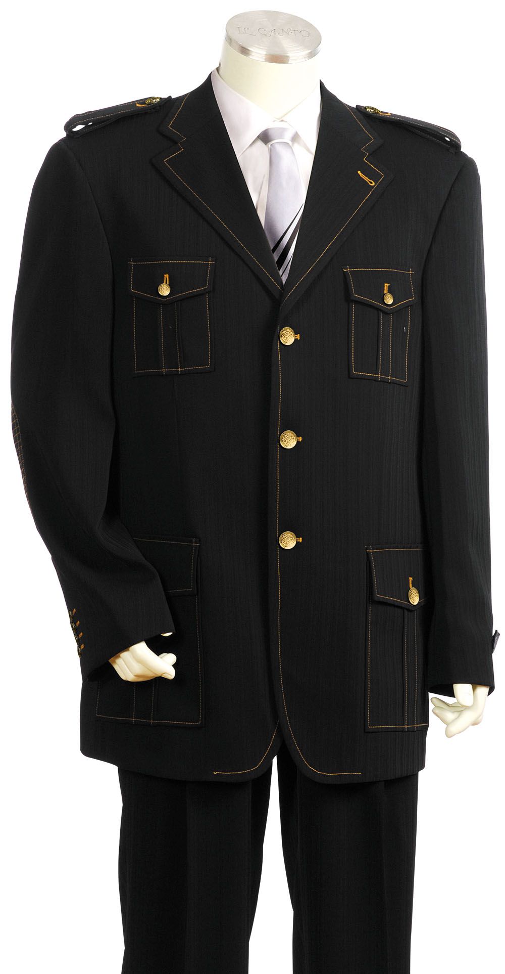 Canto Men's 2 Piece Military Fashion Suit with Shoulder Epaulettes