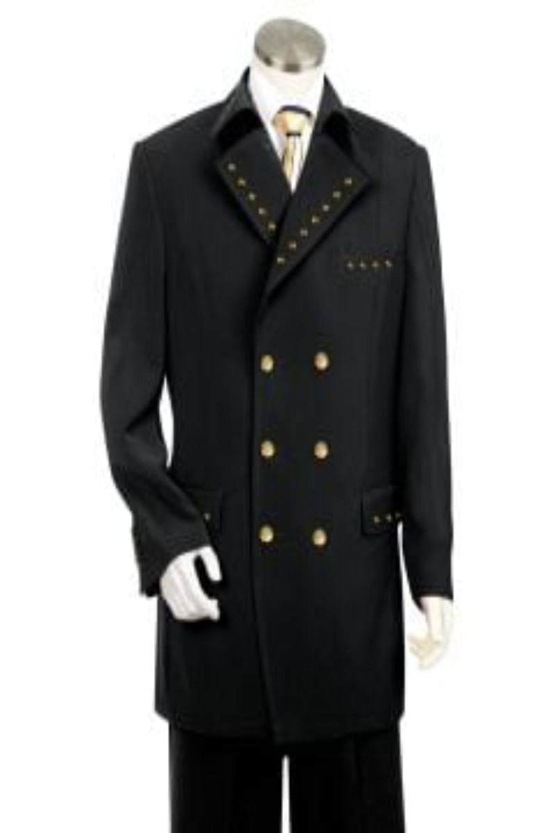 Canto Men's 3-Piece Double-Breasted Suit w/ Metal Accents - 38 Short Jacket+32 Waist Adjustable 28to34)(Height: 5 4 to5 7 )(Neck  15-16.5)S-M)