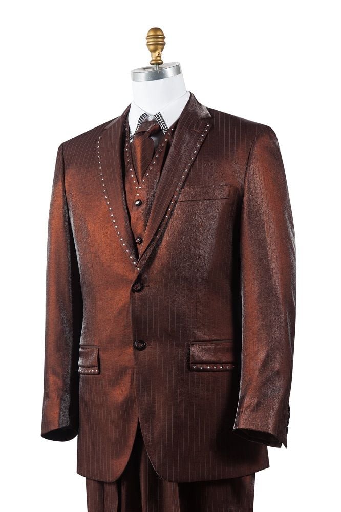 Canto Men's 3-Piece Rhinestone Accented Fashion Suit - 38 Short Jacket+32 Waist Adjustable 28to34)(Height: 5 4 to5 7 )(Neck  15-16.5)S-M)