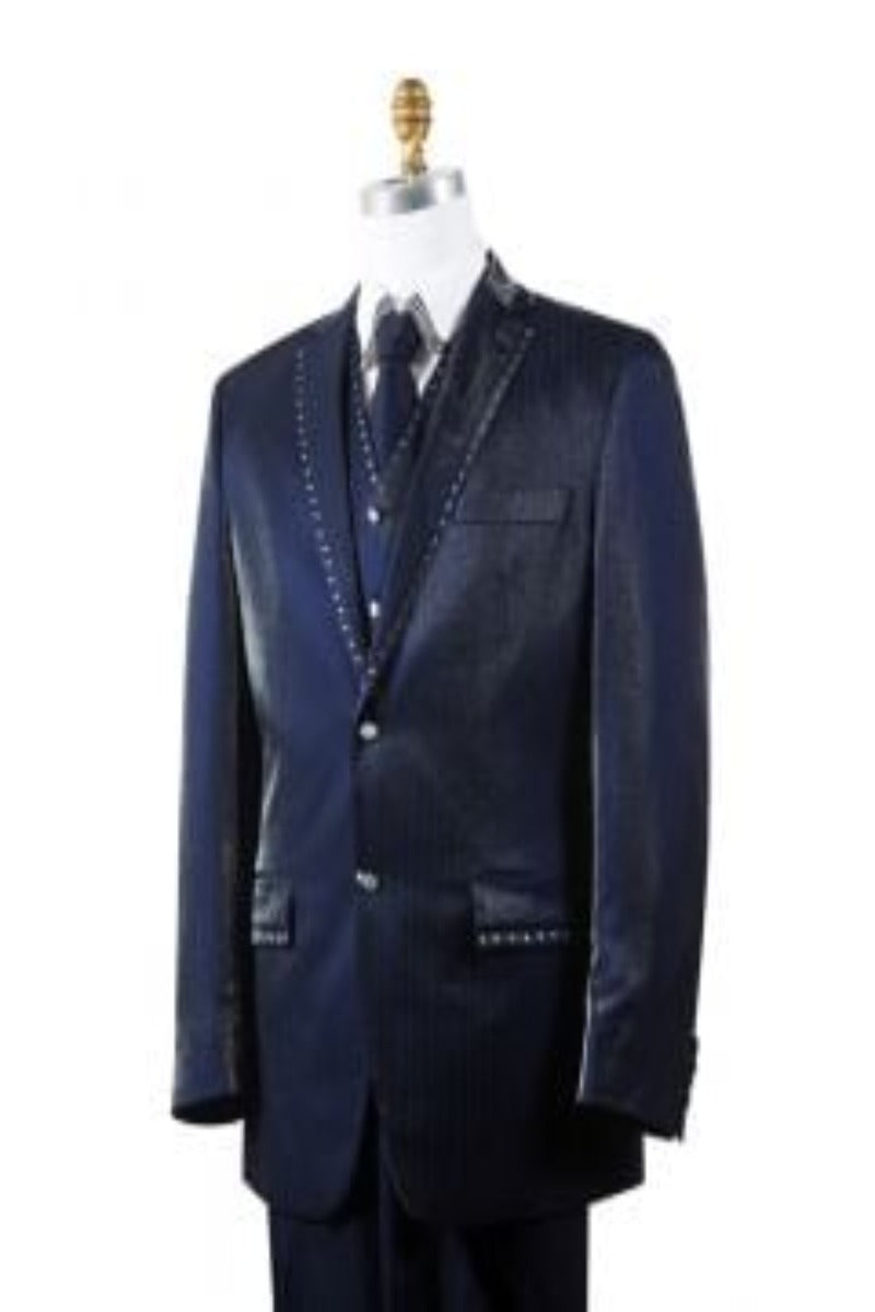 Canto Men's 3-Piece Rhinestone Accented Fashion Suit - 38 Short Jacket+32 Waist Adjustable 28to34)(Height: 5 4 to5 7 )(Neck  15-16.5)S-M)