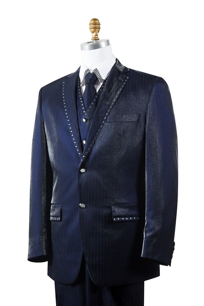 Canto Men's 3-Piece Rhinestone Accented Fashion Suit - 38 Short Jacket+32 Waist Adjustable 28to34)(Height: 5 4 to5 7 )(Neck  15-16.5)S-M)