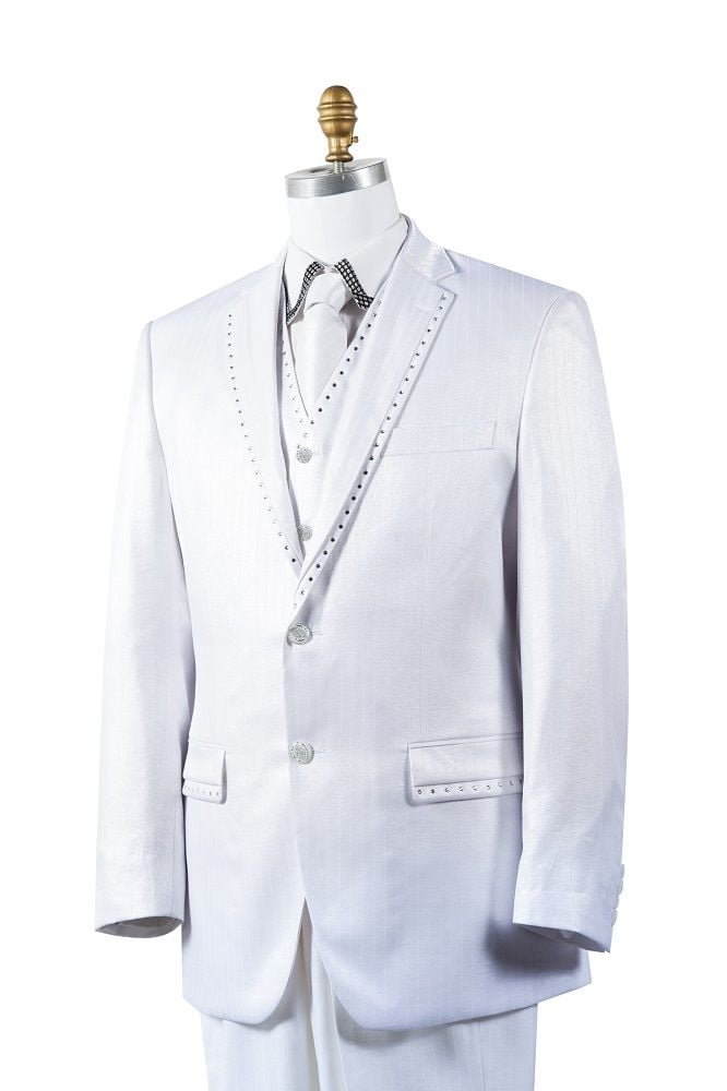 Canto Men's 3-Piece Rhinestone Accented Fashion Suit - 38 Short Jacket+32 Waist Adjustable 28to34)(Height: 5 4 to5 7 )(Neck  15-16.5)S-M)