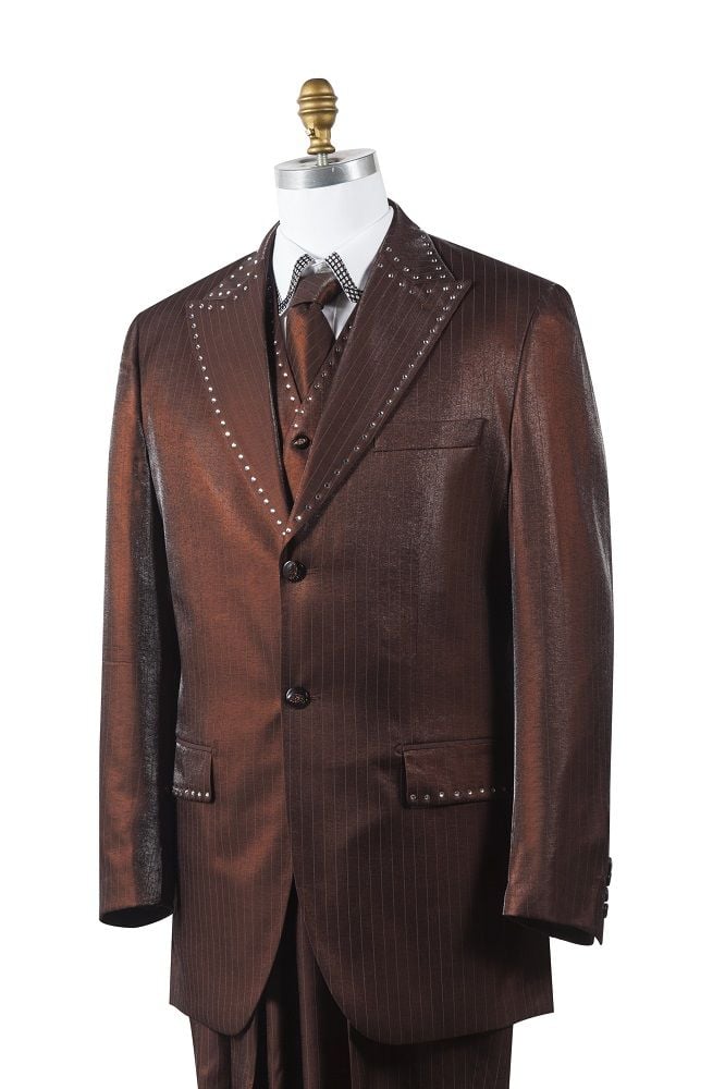 Canto Mens 3Piece Suit Rhinestone Accent Fashionable Design Professional Look