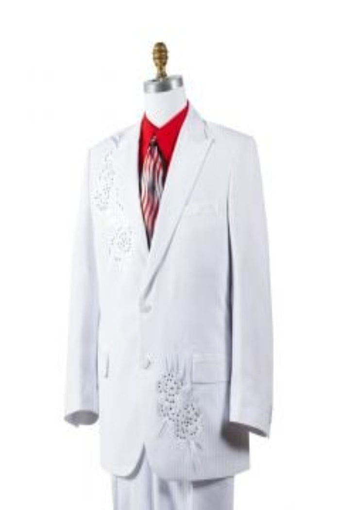 Canto Mens 2 Piece Fashion Suit with Rhinestones Stylish & Professional white