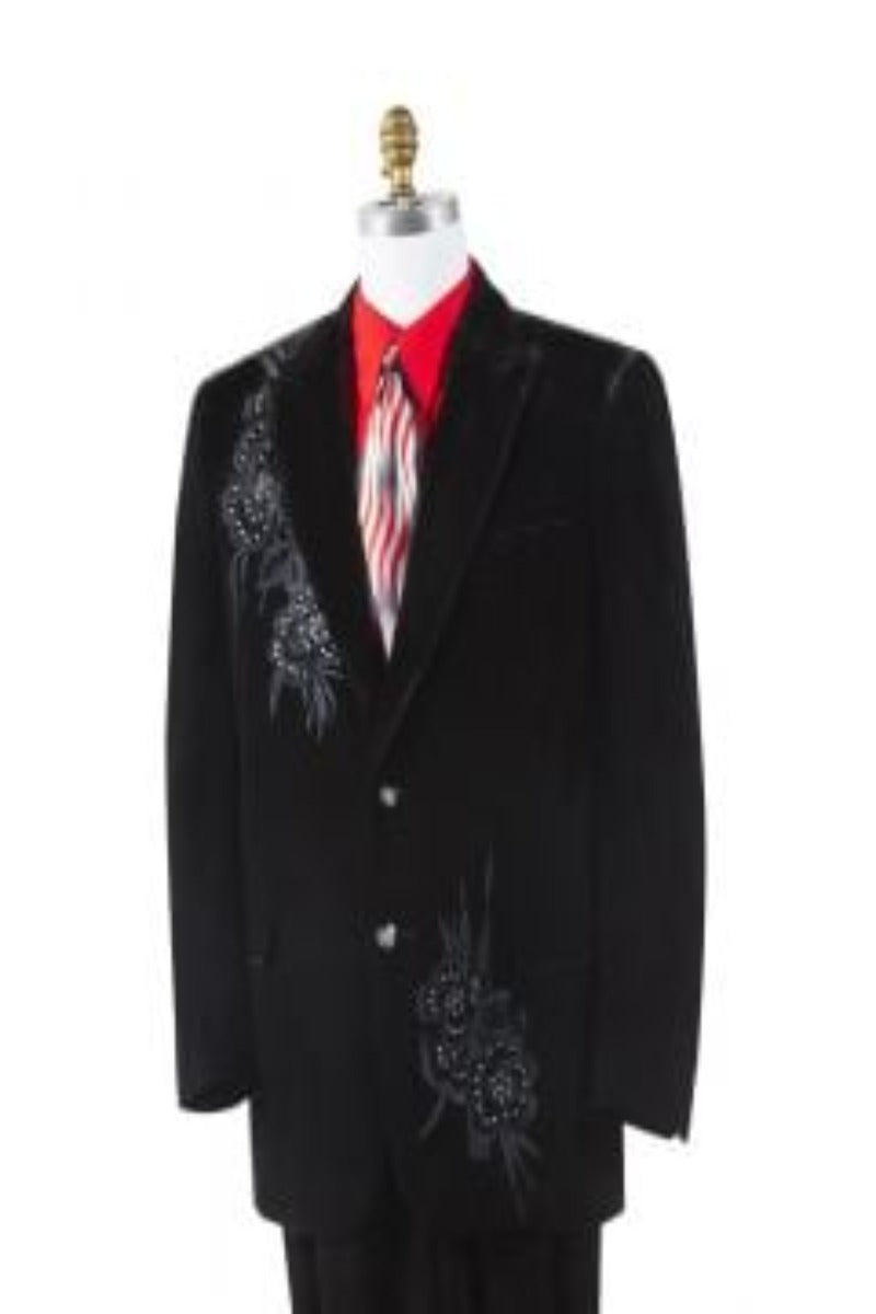 Canto Embroidered Men's 2-Piece Velvet Fashion Suit