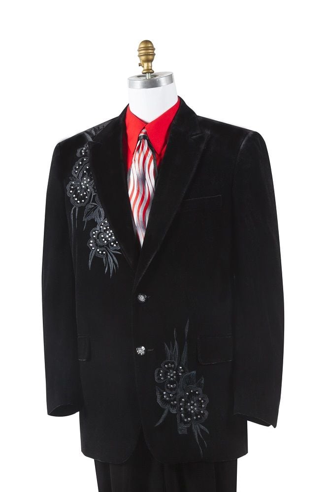 Canto Embroidered Men's 2-Piece Velvet Fashion Suit