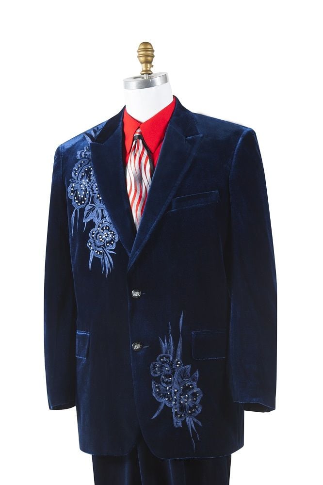 Canto Embroidered Men's 2-Piece Velvet Fashion Suit