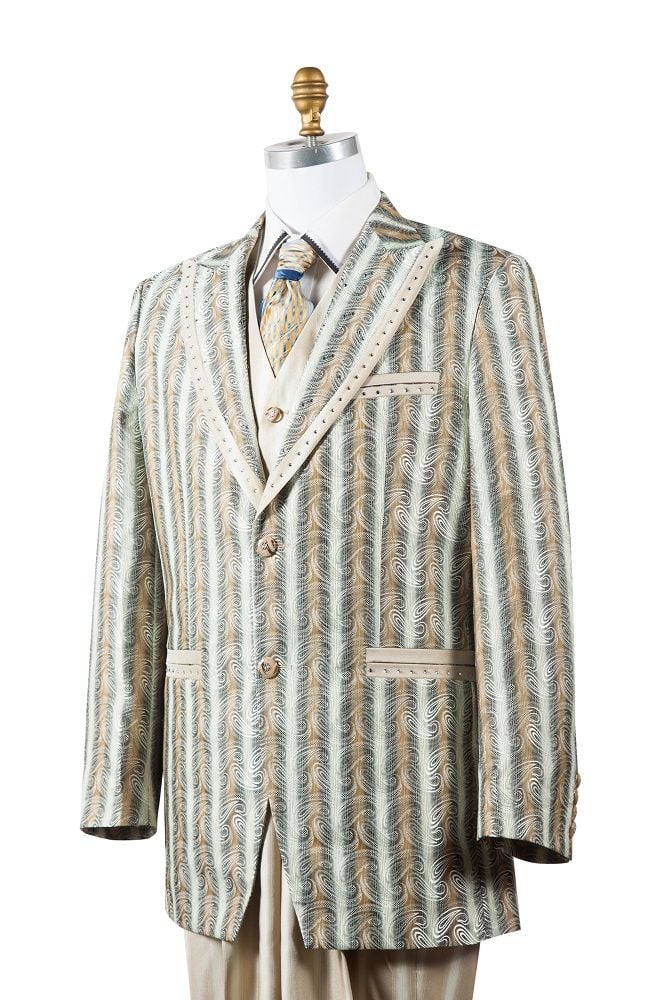 Canto Men's 3pc Artistic Stripe Suit - Fashionable Professional Attire