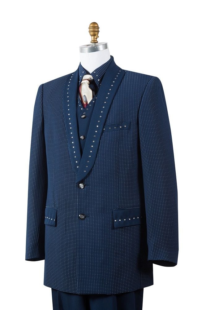 Accent Canto Men's 4-Piece Sharkskin Fashion Suit with Rhinestone - 38 Short Jacket+32 Waist Adjustable 28to34)(Height: 5 4 to5 7 )(Neck  15-16.5)S-M)
