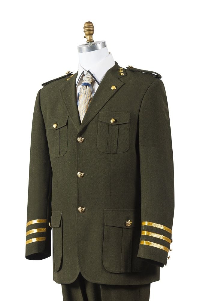 Canto Men's 2 Piece Fashion Suit w/ Gold Military Accents