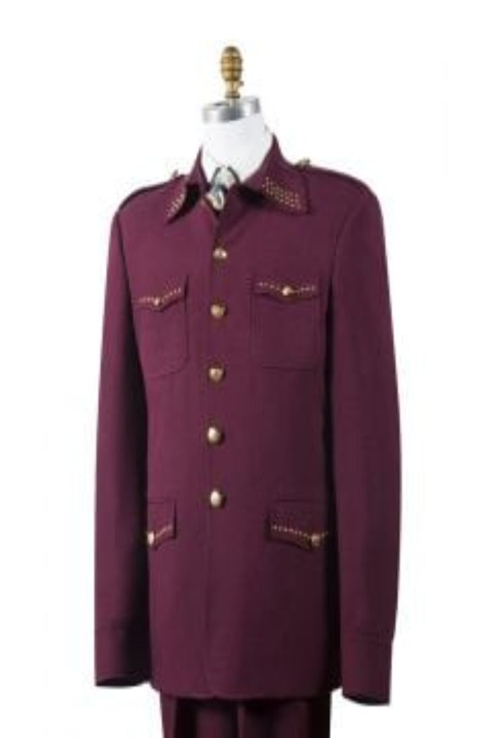 Canto Men's 2 Piece Fashion Suit with Gold Buttons and Accents - Tailored Fit