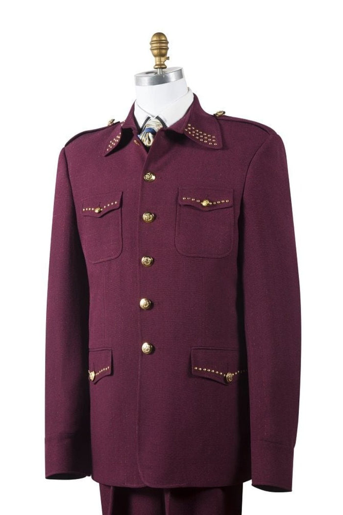 Canto Men's 2 Piece Fashion Suit with Gold Buttons and Accents - Tailored Fit