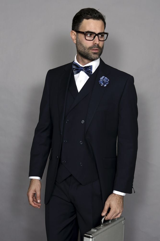 Slim Fit Design  Elegant Men's 3 Piece 100% Wool Suit