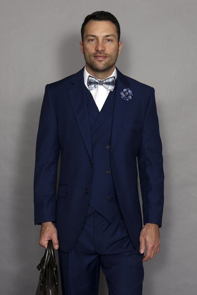 Slim Fit Design  Elegant Men's 3 Piece 100% Wool Suit