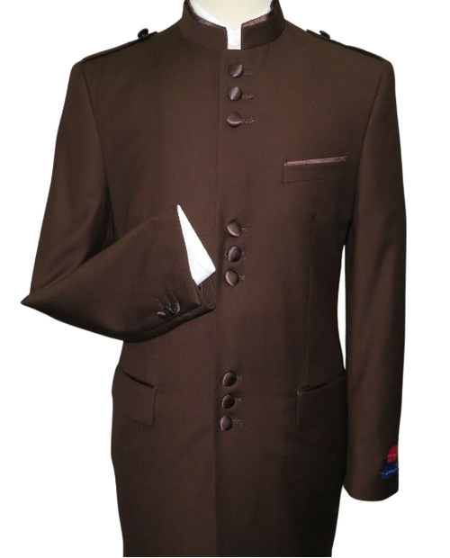 Apollo King Men's 2-Piece Nehru purple Suit - Mandarin Collar