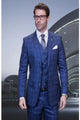 Windowpane Texture Business Pattern Modern Fit Side Vented Men's 3-Piece Wool Suit - Modern Fit Plaid