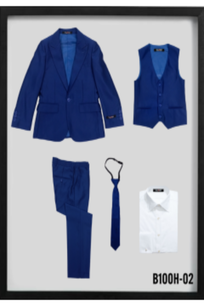 Tazio Boys' 5-Pc Sharkskin Suit w/ Shirt & Tie - 38 Short Jacket+32 Waist Adjustable 28to34)(Height: 5 4 to5 7 )(Neck  15-16.5)S-M)