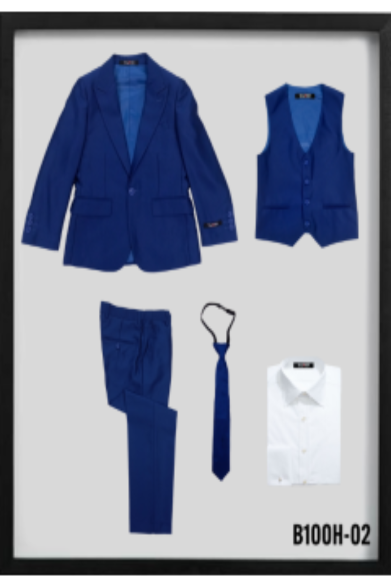 Tazio Boys' 5-Pc Sharkskin Suit w/ Shirt & Tie