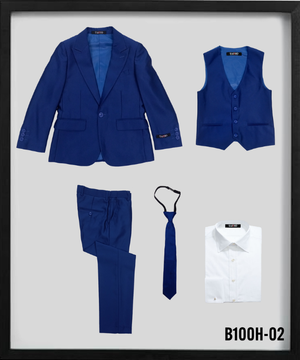 Tazio Boys' 5-Pc Sharkskin Suit w/ Shirt & Tie - 38 Short Jacket+32 Waist Adjustable 28to34)(Height: 5 4 to5 7 )(Neck  15-16.5)S-M)