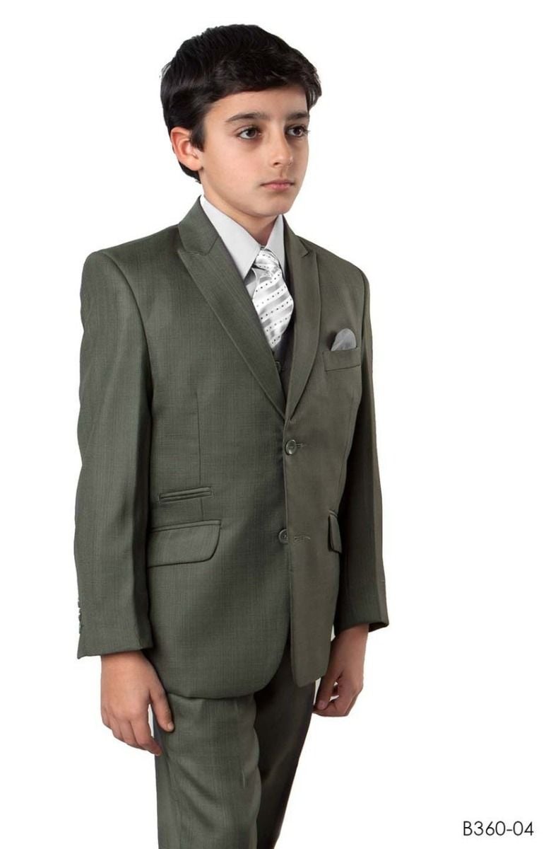 Tazio Boys' 5-Piece Suit with Shirt & Tie - Modern Peak Lapel