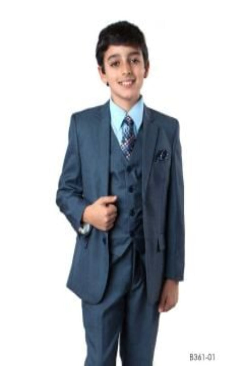 Fabric
 
 Tazio Boys' 5-Pc Sharkskin Suit & Free Shirt & Tie - Ultra Soft