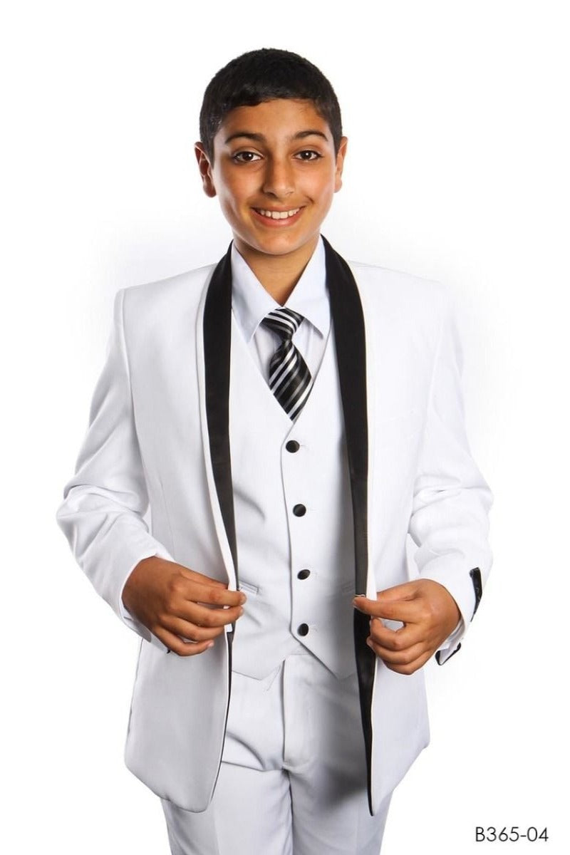 Tazio Boys' 5-Piece Solid-Colored Suit with Two-Tone Trim