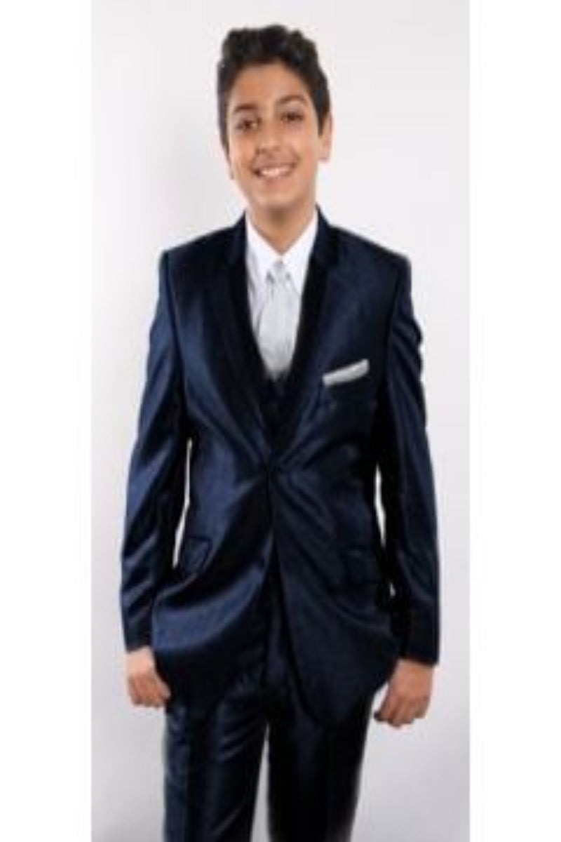 Tazio Boys' 5-Piece Suit Set with Shirt, Tie & Hanky - Two-Tone Lapel - 38 Short Jacket+32 Waist Adjustable 28to34)(Height: 5 4 to5 7 )(Neck  15-16.5)S-M)
