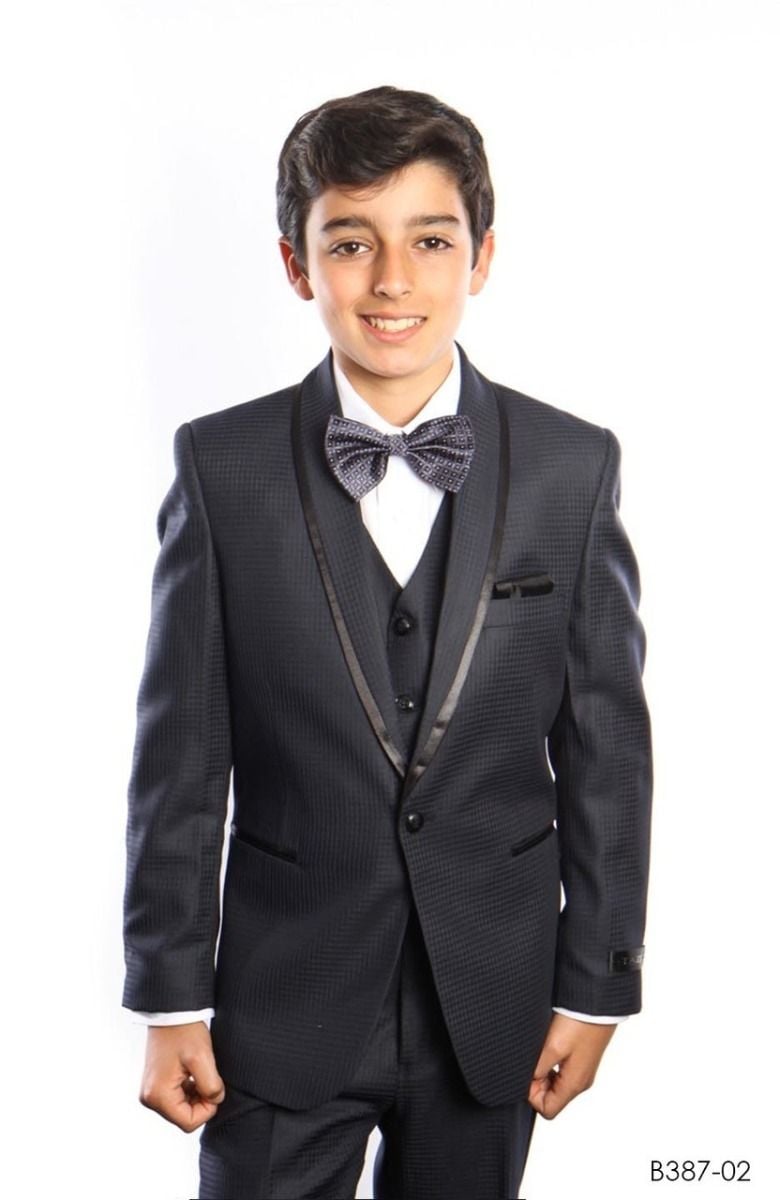 Tazio Boys' 5-Piece Suit with Shirt & Tie - Shawl Lapel, Professional Look for Formal Events