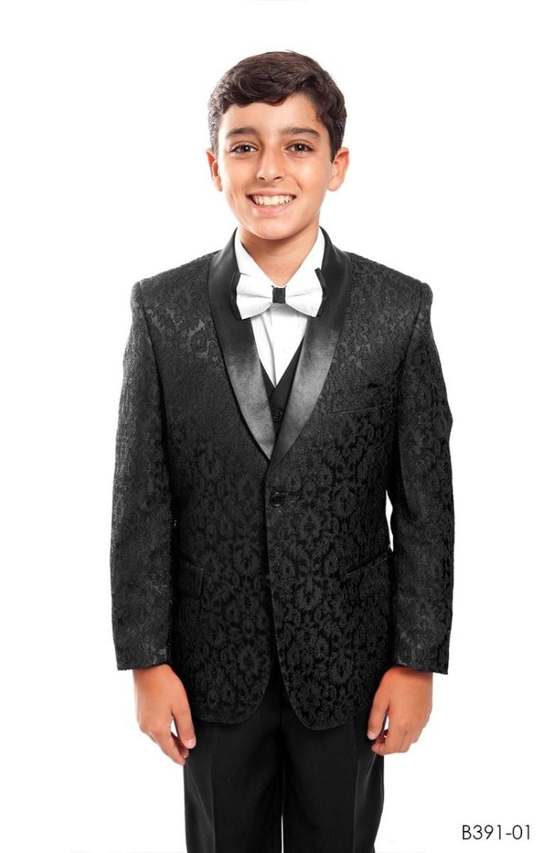 Tazio Boys' 5-Piece Suit Set with Shirt & Tie - Black Vest
