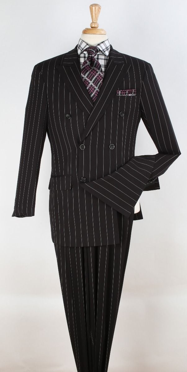 Apollo King Men's 2pc Pinstripe Double Breasted Suit