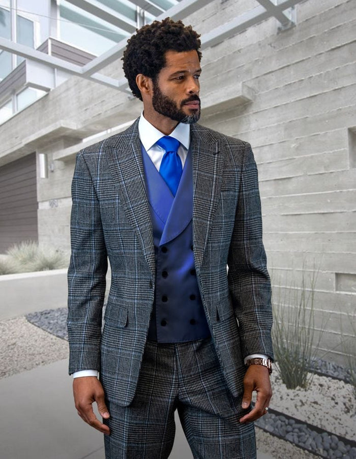 Vibrant Men's 3 PiecePurple Wool Suit 100% Luxury Wool Statement