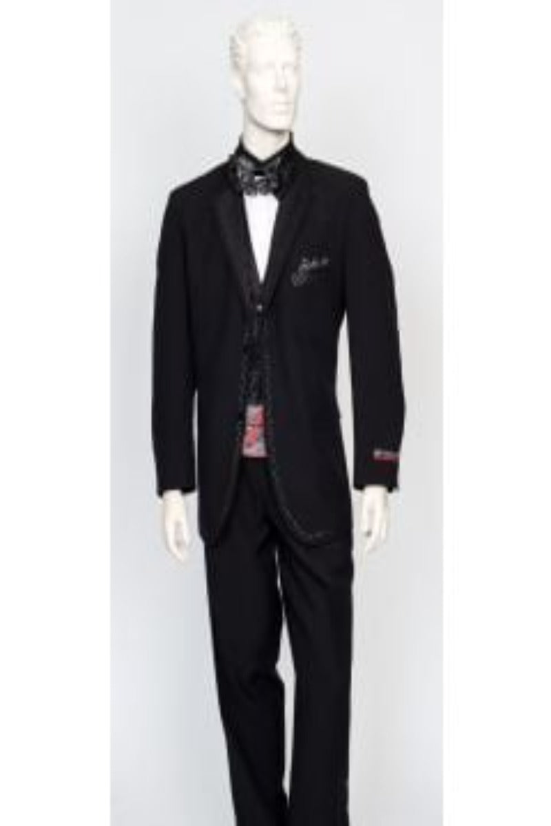 Zacchi Men's 3-Piece Solid Color Fashion black Suit - 38 Short Jacket+32 Waist Adjustable 28to34)(Height: 5 4 to5 7 )(Neck  15-16.5)S-M)