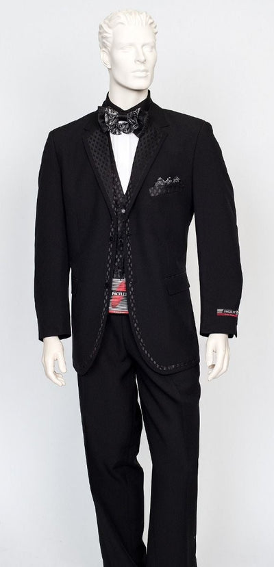 Zacchi Men's 3-Piece Solid Color Fashion black Suit