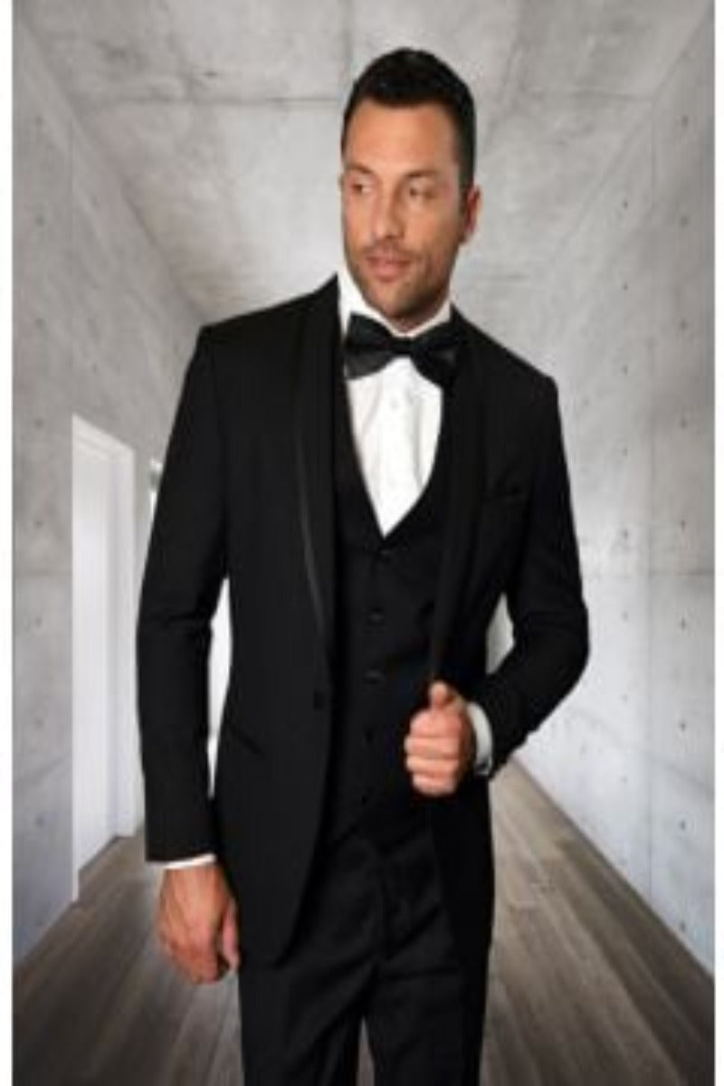 Men's 4 Piece Suit with Tone on Tone Lining Stylish & Professional - 38 Short Jacket+32 Waist Adjustable 28to34)(Height: 5 4 to5 7 )(Neck  15-16.5)S-M)