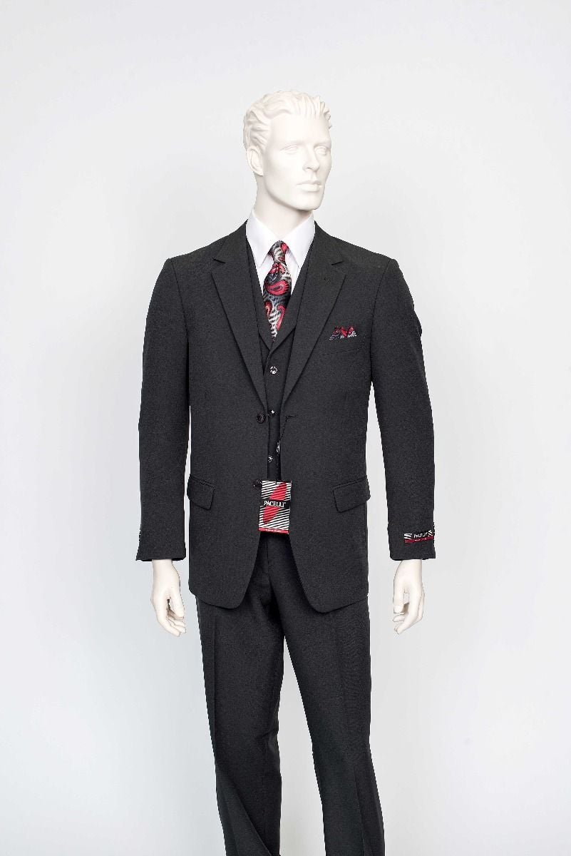 Zacchi Men's 3-Piece Poplin Suit Solid Color Side Vents Outlet Price
