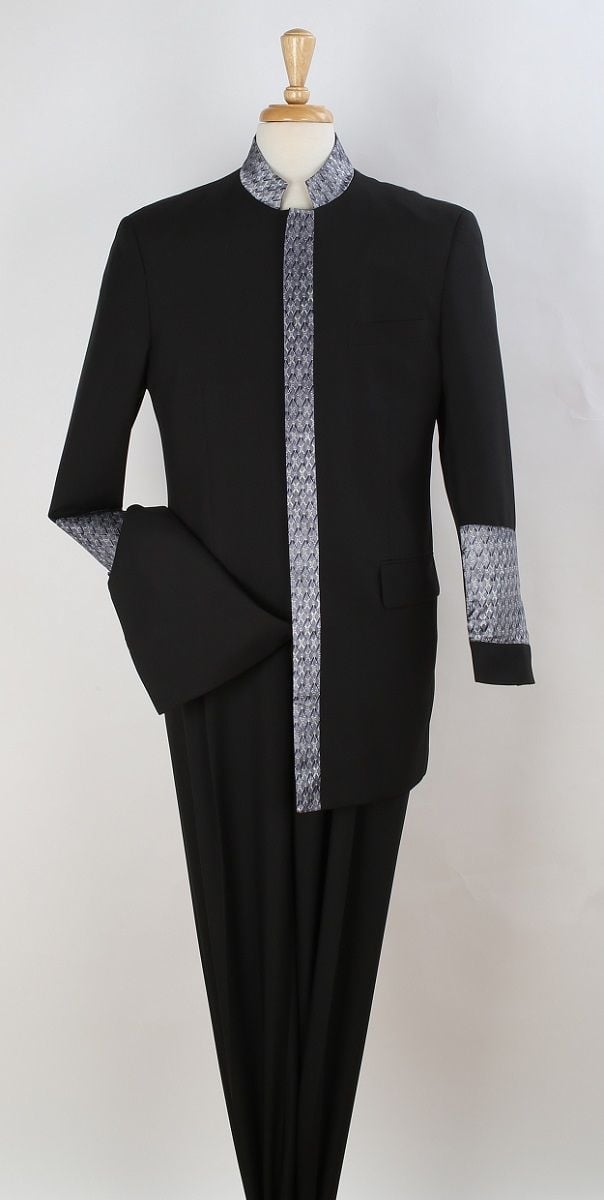 Royal Diamond 2-Piece Men's Nehru Suit for Church - Pastor Outfit - 38 Short Jacket+32 Waist Adjustable 28to34)(Height: 5 4 to5 7 )(Neck  15-16.5)S-M)