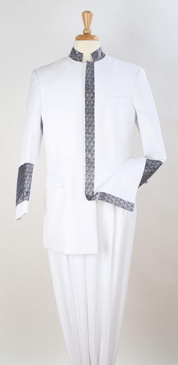 Apollo King Men's 2-Piece Nehru Pastor Church Suit