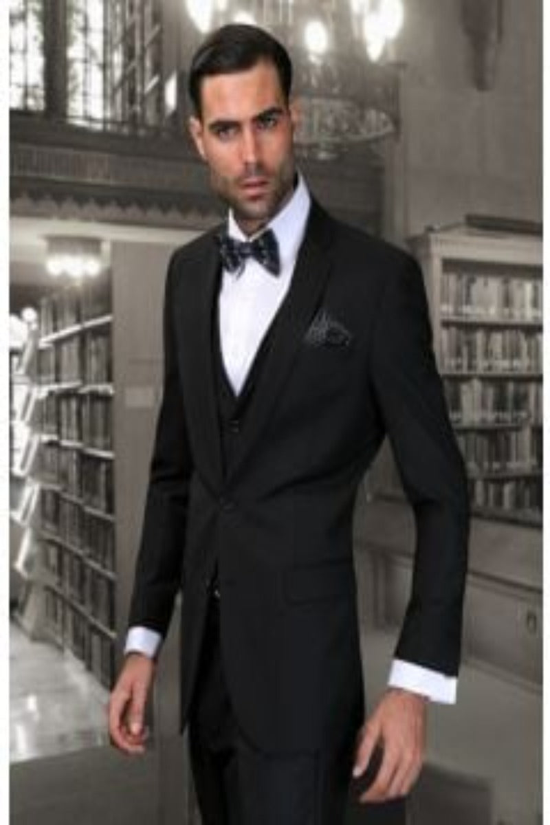 Statement Men's Outlet Wool Suit - 3 Piece, Ultra Slim Fit, Solid Colors - 34 Short or Extra Small